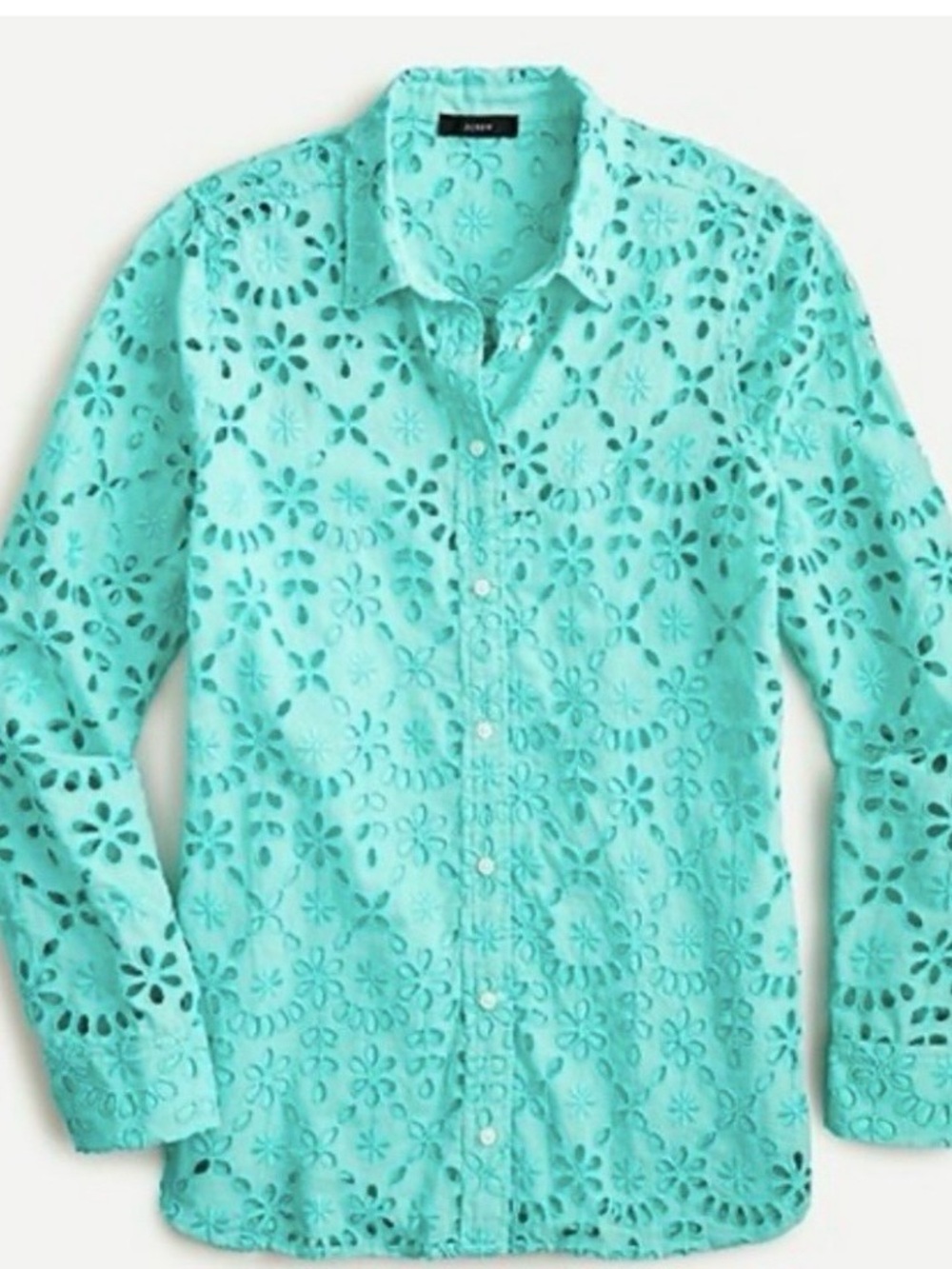 J. Crew Long- Sleeve Button-Up Shirt In Swirling/embroidered eyelet